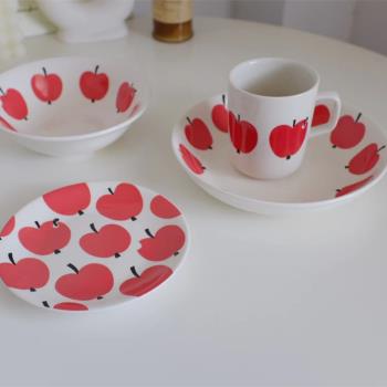 雜置社日式陶瓷可愛蘋果蟲蟲清新家用湯盤甜品小碟湯碗馬克杯
