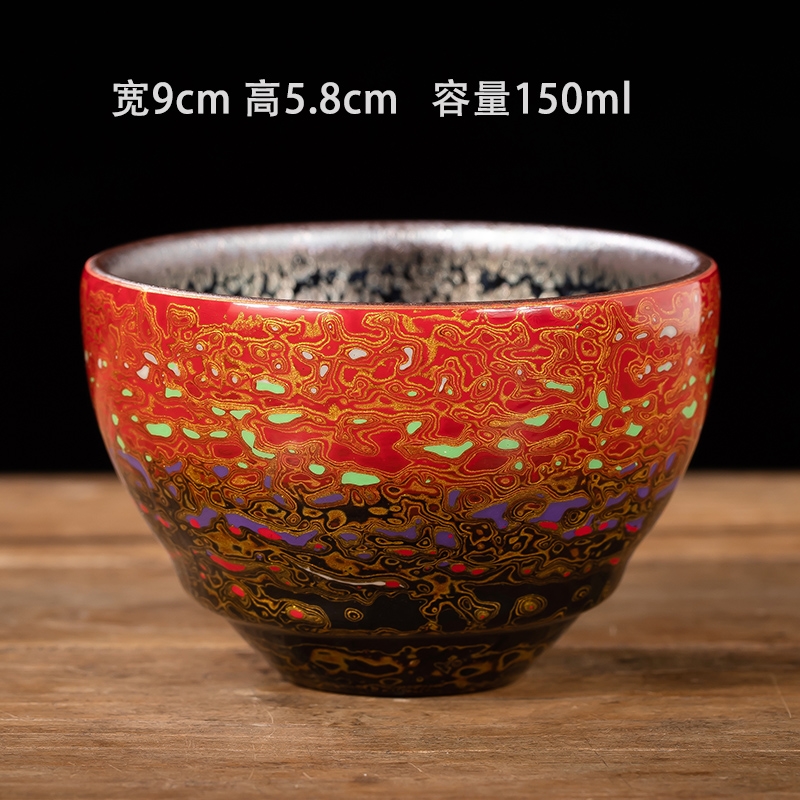 大漆建盞陶瓷杯茶具主人杯高檔茶盞茶杯高端品茗杯單個功夫禮盒裝|茶杯