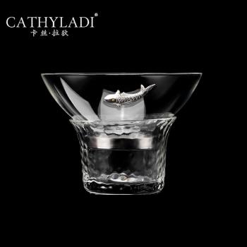 Cathyladi 家用玻璃透明加厚濾茶器辦公會客不銹鋼過濾網耐熱茶漏