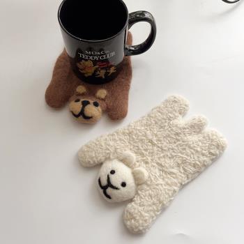 日式手工制作可愛羊毛氈動物卡通杯墊吸水桌面防燙隔熱墊咖啡杯墊