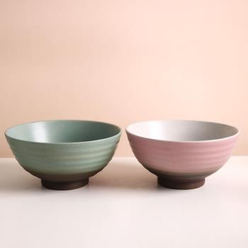 W1962出口日本高溫陶瓷磨砂釉粉色綠色面碗/日式拉面碗家用湯碗