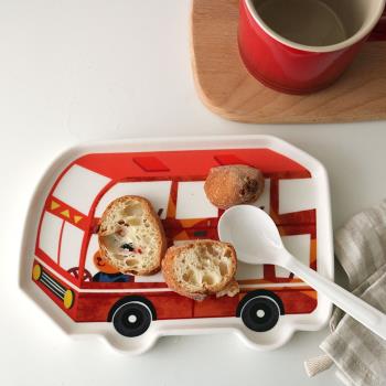 W1962出口歐美可愛卡通熊巴士車造型早餐盤/甜品盤/英倫風兒童盤