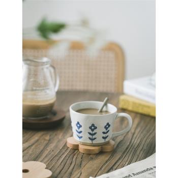 清新小藍花粗陶 日式陶瓷杯 文藝民宿水杯子咖啡杯馬克杯創意牛奶