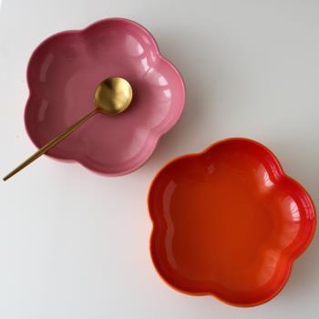 W1962法國新款高溫陶瓷漸變色櫻花造型8寸大深盤/沙拉碗/菜盤