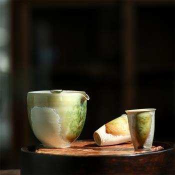 青苔綠手抓壺景德鎮純手工陶瓷茶具復古窯變蘇打燒泡茶器蓋碗茶壺