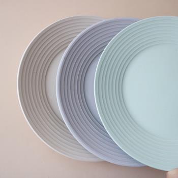 W1962出口歐洲簡約陶瓷北歐風莫蘭迪色圈圈紋8寸餐盤/家用菜盤