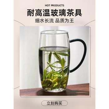 帶把綠茶專用辦公室高硼矽玻璃杯