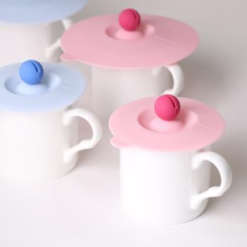 藍粉多功能硅膠杯蓋食品級安全杯蓋衛生硅膠蓋 頂部可夾攪拌勺