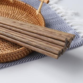 筷子中式便攜雞翅木簡約木質10雙天然家庭木筷木頭無味廚房防霉
