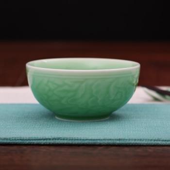 碗 陶瓷 米飯碗 家用龍泉青瓷 碗 套裝 創意 微波爐餐具4.25英寸