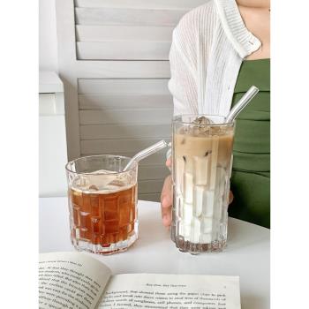小眾ins風設計師款冰美式咖啡杯家用女熔巖玻璃水杯牛奶拿鐵杯子