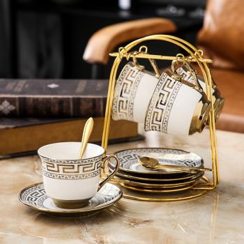鍍金陶瓷咖啡杯套裝4件套簡約日式現代輕奢時尚家用客廳茶具茶杯