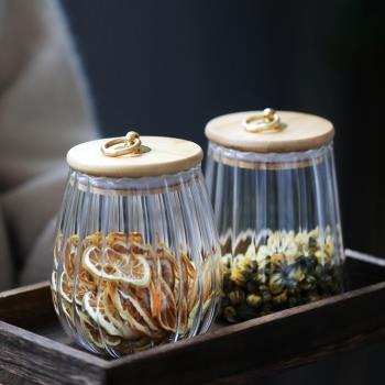 功夫茶具日式家用密封玻璃茶葉罐北歐風零食儲存收納盒花茶糖罐子