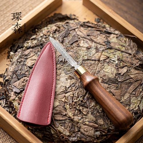 琛森茶刀普洱黑檀木茶針開茶刀黑茶不銹鋼茶針茶錐開茶餅茶道配件