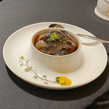 酒店中廚創意鹵水盤圓形純白冷菜擺盤特色中式餐具會所陶瓷涼菜按