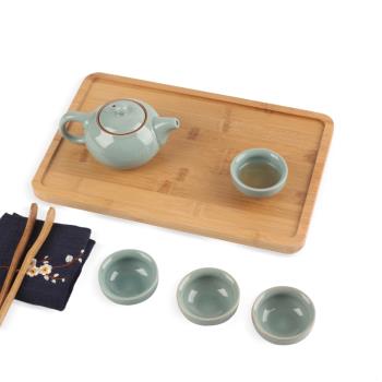 親韻 日式茶托盤家用簡約竹制長方形水果盤茶幾客廳創意茶杯托盤