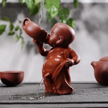 精品紫砂茶寵擺件可養創意撒尿娃娃噴水尿童茶玩茶桌上的茶具配件