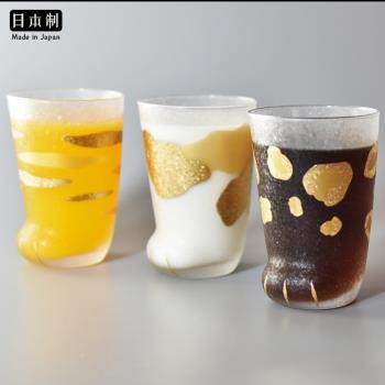 日本進口石塚硝子aderia貓爪貓腳丫玻璃杯果汁飲料杯家用早餐杯子