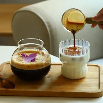 博主同款耐高溫玻璃咖啡杯網紅圓肚美式拿鐵冰杯ins風果汁飲料杯