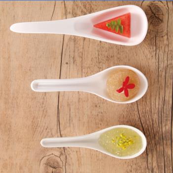 A8密胺湯勺長柄仿瓷餐具商用白色勾兒童小勺子功夫勺塑料調羹湯匙