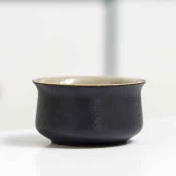 復古風功夫茶具小茶杯陶瓷茶盞茶碗家用單個品茗日式黑陶加厚杯子