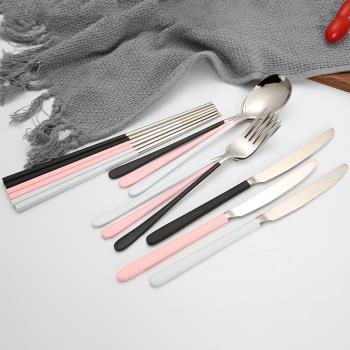 刀叉勺筷子四件套餐具不銹鋼便攜盒西餐廳韓式成人三件套可愛學生
