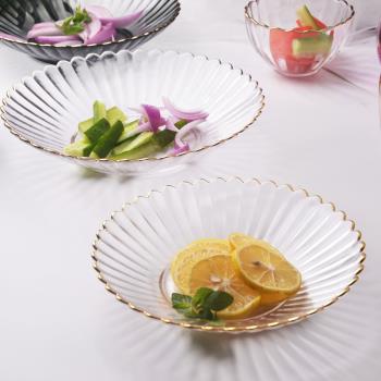 玻璃碗透明吃飯金邊ins水果撈