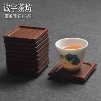 茶杯墊 功夫茶具 品茗杯隔熱墊實木杯墊杯托陶瓷小茶杯禪意六君子