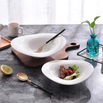 西餐碗甜品碗創意陶瓷碗米飯碗純白韓式日式大面碗湯碗沙拉碗餐具