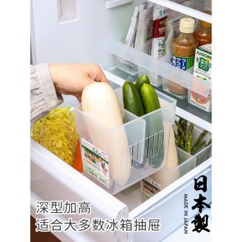日本進口冰箱抽屜蔬菜站立收納盒分類水果飲料冷藏冷凍儲物整理筐
