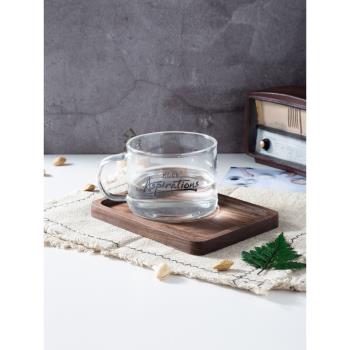 實木長方形辦公桌玻璃茶杯小托盤