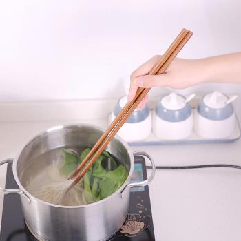 日本家用廚房火鍋筷防燙鐵木油炸筷子防滑油條加長筷子撈面筷超長