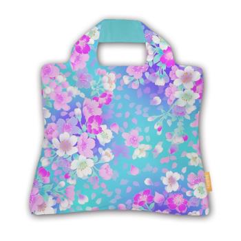 藍紫粉花買菜包折疊便攜環保購物袋時尚印花手提單肩布袋可印logo