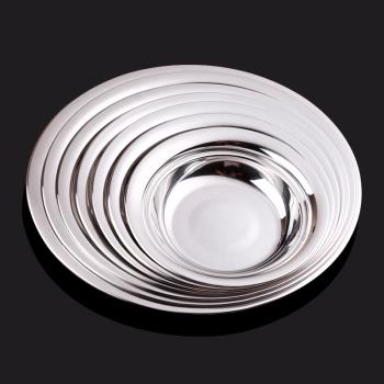 韓式餐具盤子菜盤家用加厚不銹鋼碟子圓盤蒸盤菜金屬鐵盤圓形創意