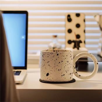復古北歐ins風潑墨馬克杯帶蓋情侶水杯辦公室極簡牛奶早餐咖啡杯