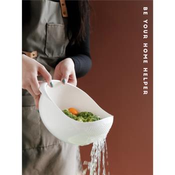 創意淘米神器洗菜瀝水籃子廚房塑料小孔洗米盆篩框日本多功能小號