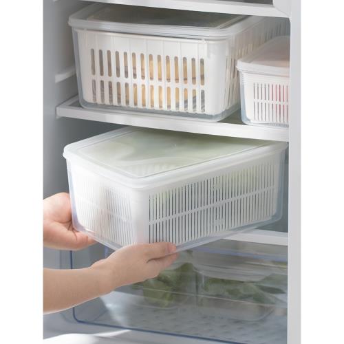 納川廚房家居冰箱塑料儲物收納盒帶蓋冷凍蔬菜水果密封瀝水保鮮盒