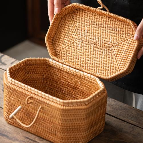 純手工旅行茶具收納竹編籃筐茶餅存放旅行便攜式藤編茶葉盒水果籃|茶道