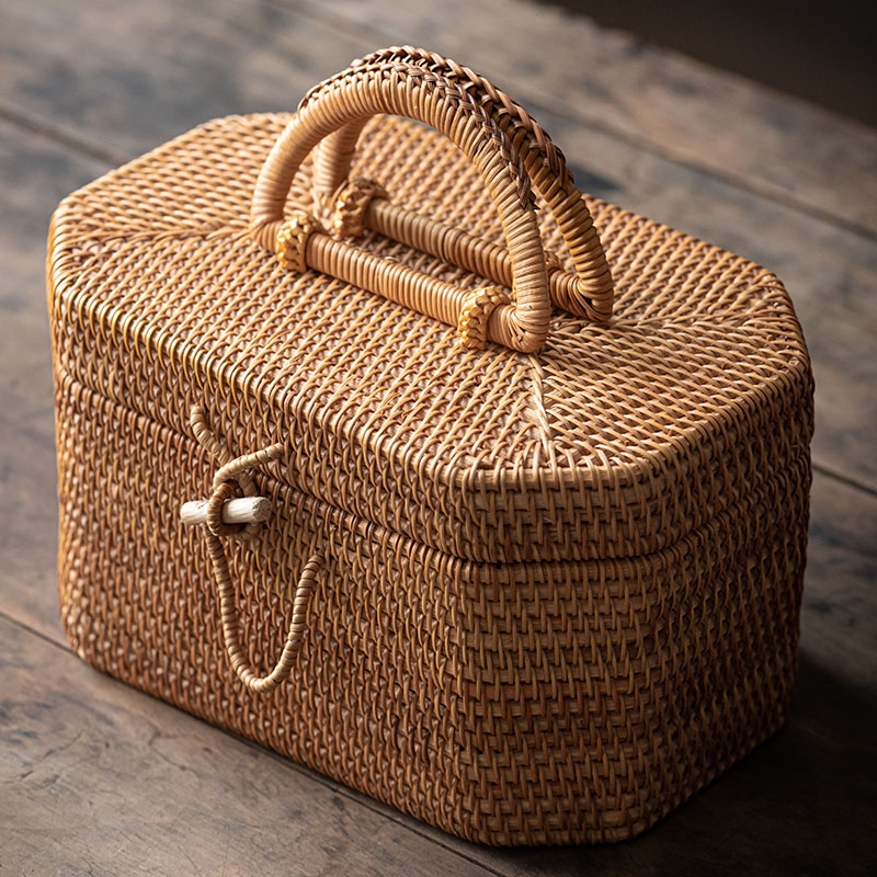 収納ボックス 收納盒 竹細工 新入荷☆美品竹工芸 提籃籠 收納盒 茶道具