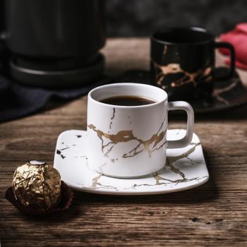 北歐大理石紋陶瓷咖啡杯ins 歐式小奢華下午茶杯碟套裝辦公家用女