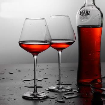 殿堂級勃艮第紅酒杯一體成型手工無鉛水晶玻璃高腳杯歐式葡萄酒杯