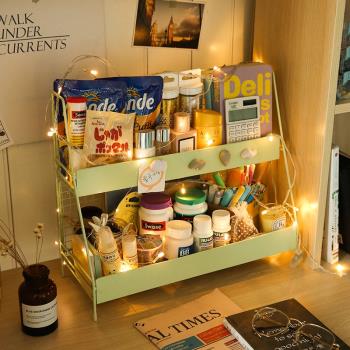 化妝品收納盒多層整理架辦公室書桌面置物架桌上簡易鐵藝宿舍神器