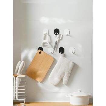 不銹鋼掛鉤強力粘膠免打孔廚房浴室墻壁衛生間白色小免釘收納粘鉤