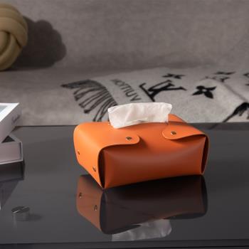 北歐輕奢高檔皮革紙巾盒客廳餐廳創意遙控器收納盒多功能抽紙盒