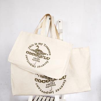 外貿薄款棉布手提環保購物袋可折疊輕便透氣便攜污漬大容量買菜包