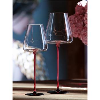 水晶玻璃勃艮第紅酒杯套裝家用奢華歐式高檔紅梃黑底高腳葡萄酒杯