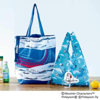 日本雜志附錄藍色手提折疊收納輕便購物袋逛街買菜環保袋方便布袋
