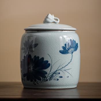 琛森 手繪陶瓷茶葉罐密封罐精品高檔儲存罐大號2斤裝家用防潮空罐