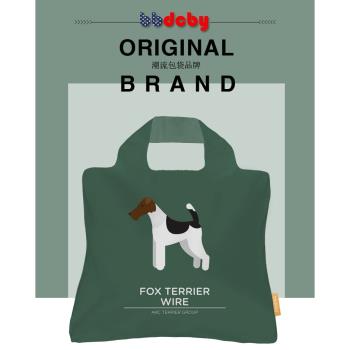 綠底獵狐梗買菜包折疊環保購物袋大容量旅行布包福袋孕媽包印logo