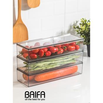 帶蓋冰箱專用收納盒廚房整理盒保鮮長方形透明保鮮盒面條收納盒子